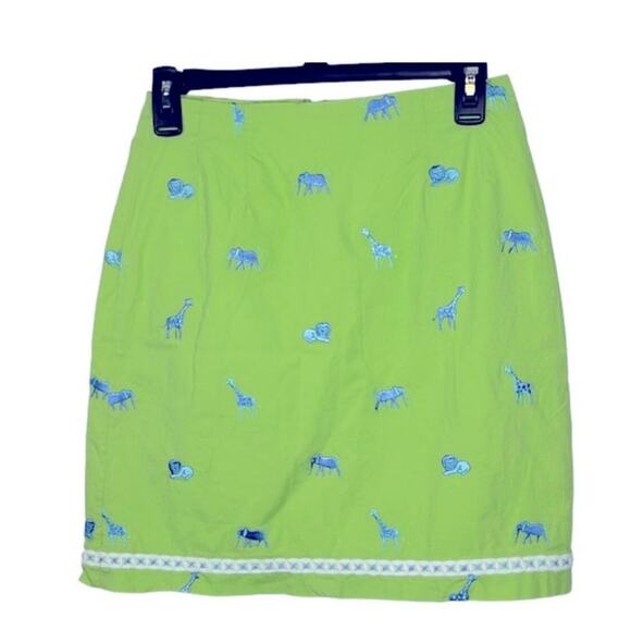 Vintage Lilly Pulitzer White Label Embroidered Safari Skirt Size 0 Preppy - Picture 2 of 14